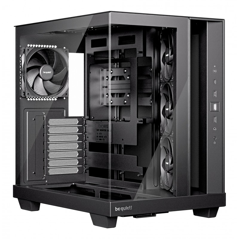 Be Quiet! Light Base 500 Noir | Boîtier PC vitré, Mini ITX Micro ATX ATX, 4 ventilateurs Pure Wings 3 120 mm, Midi Tower, PC, Noir, ATX, micro ATX, Mini-ITX, Acrylonitrile-Butadiène-Styrène , Verre, Acier, Gaming