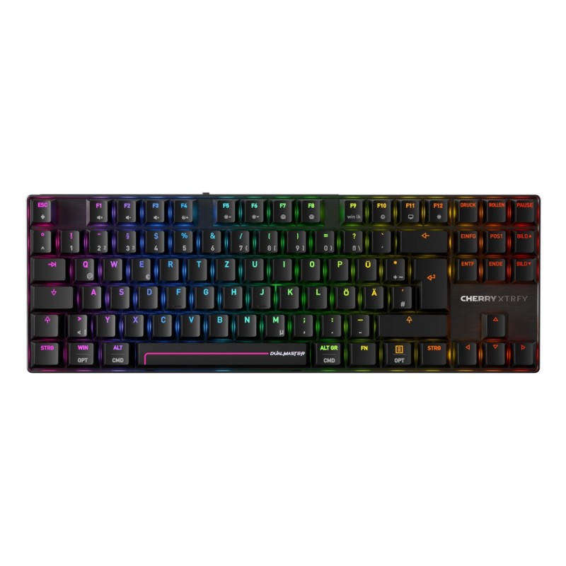 Cherry MX 8.2 Pro TMR Wireless, Avec fil &sans fil, USB + RF Wireless + Bluetooth, Magnetic-mechanical key switch, QWERTZ, LED RGB, Noir