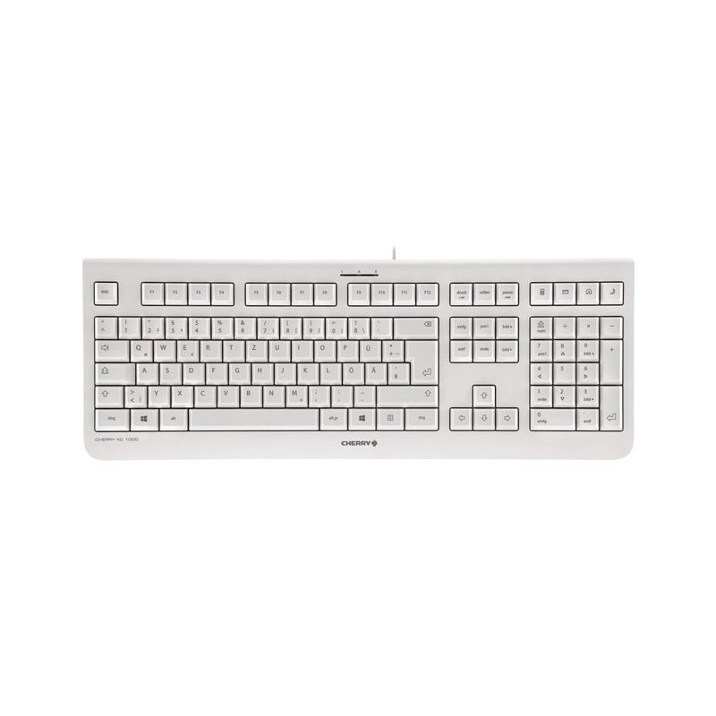Cherry KC 1000, Taille réelle 100 %, Avec fil, USB, Gris