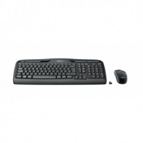 Logitech Wireless Combo MK330, Taille réelle 100 %, Sans fil, USB, QWERTZ, Noir, Souris incluse
