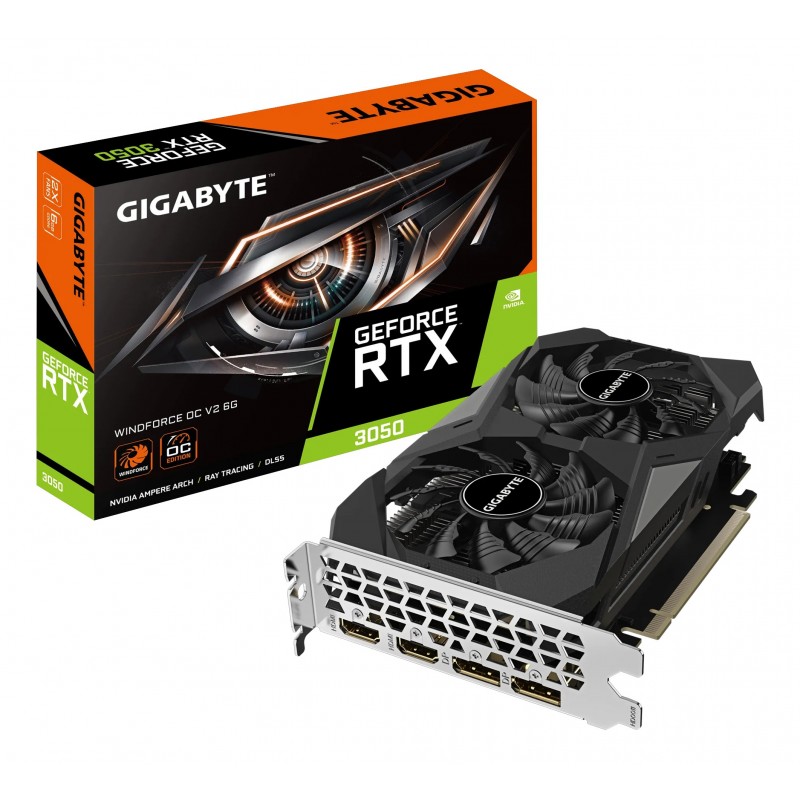 Gigabyte GeForce RTX 3050 WINDFORCE OC V2 6G, GeForce RTX 3050, 6 Go, GDDR6, 96 bit, 7680 x 4320 pixels, PCI Express 4.0