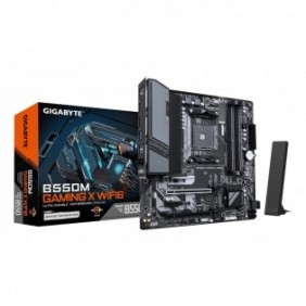 Gigabyte B550M GAMING X WIFI6 Carte mère - Processeurs AMD Ryzen 5000, VRM 5+3 phases, jusqu'à 3200 MHz DDR4, 1x M.2 PCIe 4.0 + 1x M.2 PCIe 3.0, Wi-Fi 6, LAN 1 GbE, USB 3.2 Gen 1, AMD, Emplacement AM4, AMD Ryzen 3000 Series, AMD Ryzen 4000 Series, AMD
