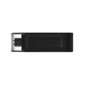 Kingston DataTraveler 64Go USB-C 3.2 Gen 1 70, 64 Go, USB Type-C, 3.2 Gen 1 3.1 Gen 1, Casquette, 7 g, Noir