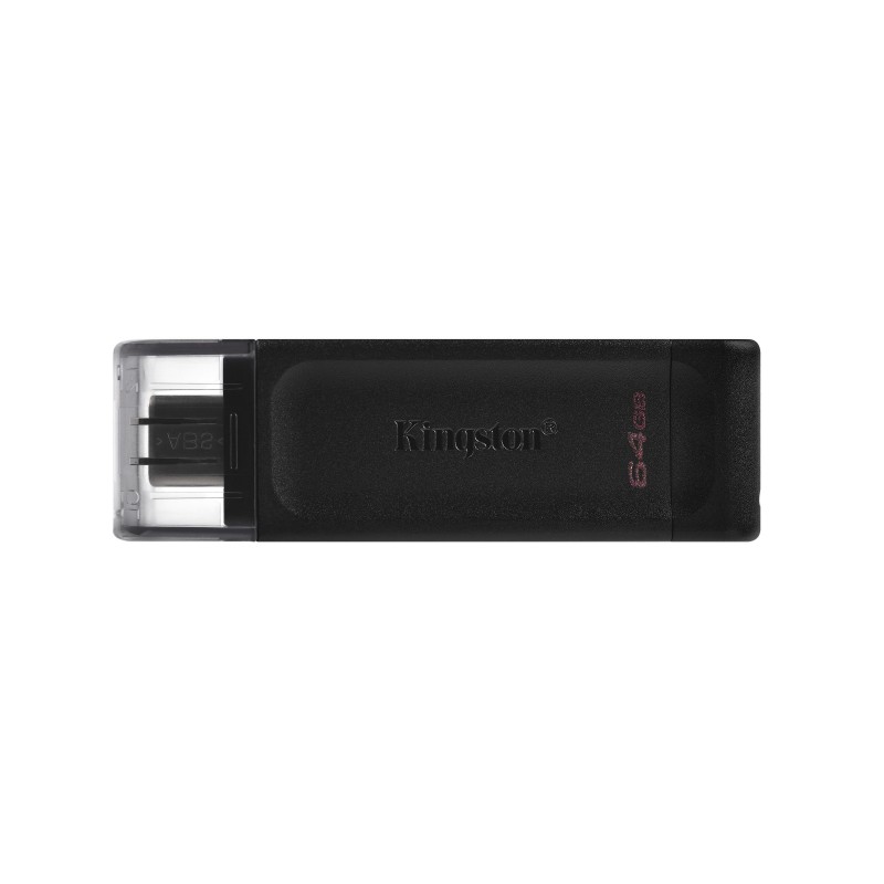 Kingston DataTraveler 64Go USB-C 3.2 Gen 1 70, 64 Go, USB Type-C, 3.2 Gen 1 3.1 Gen 1, Casquette, 7 g, Noir