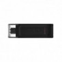 Kingston DataTraveler 64Go USB-C 3.2 Gen 1 70, 64 Go, USB Type-C, 3.2 Gen 1 3.1 Gen 1, Casquette, 7 g, Noir
