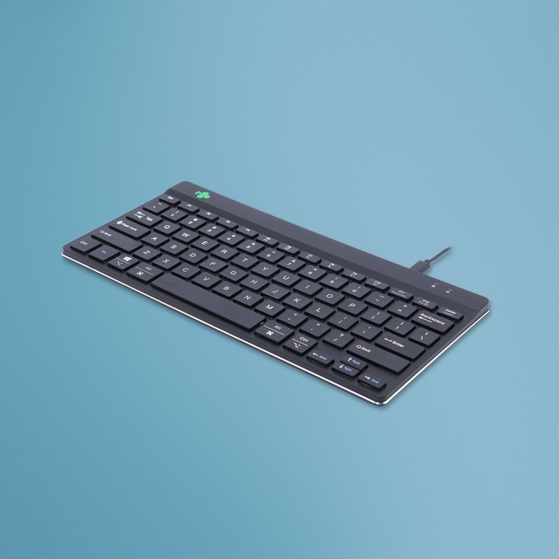 R-Go Tools Clavier ergonomique R-Go Compact Break, clavier compact avec logiciel de pause,QWERTY , Filaire, noir, Mini, Avec fil, USB, QWERTY, Noir