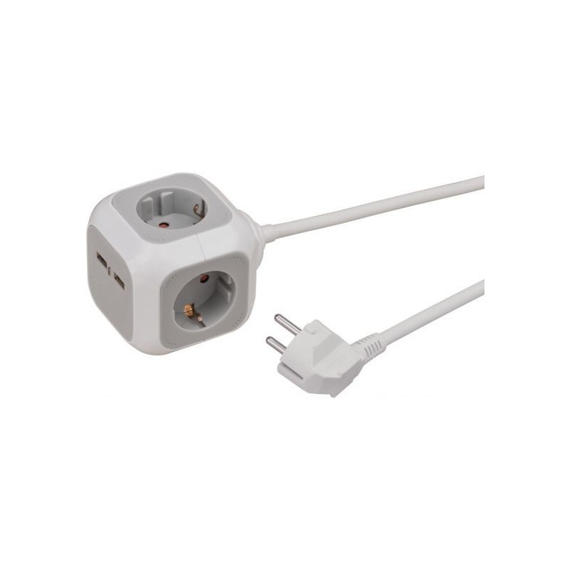 Brennenstuhl 1150100, 1,4 m, 4 sortie CA, Intérieur, Type F, IP20, Gris, Blanc