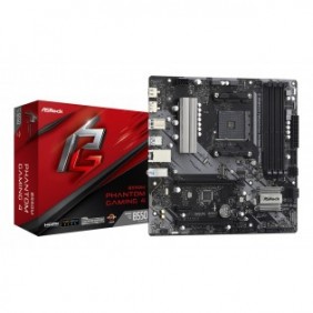 ASRock B550M Phantom Gaming 4, AMD, Emplacement AM4, AMD Ryzen 3000 Series, DDR4-SDRAM, 128 Go, DIMM