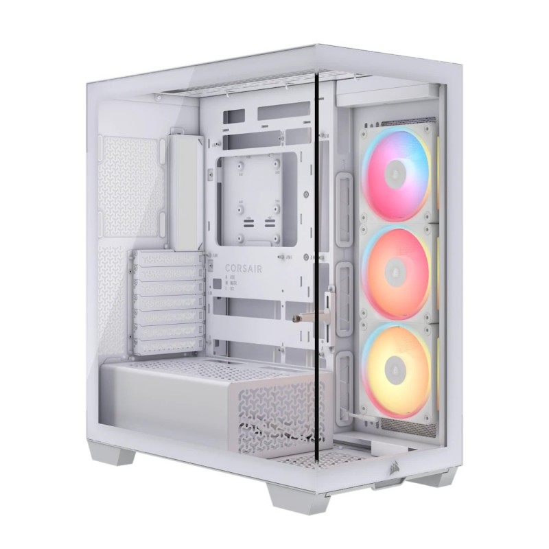 Corsair Midi Tower 3500X LXR LINK TG, Midi Tower, PC, Blanc, ATX, EATX, micro ATX, Mini-ITX, Acier, Verre trempé, 17 cm