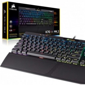 Corsair K70 RGB PRO, Avec fil, USB, Clavier mécanique, AZERTY, LED RGB, Noir