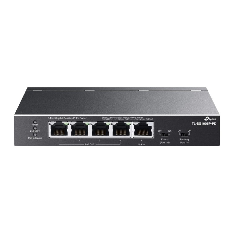 TP-LINK TL-SG1005P-PD, Gigabit Ethernet 101001000, Connexion Ethernet, supportant l'alimentation via ce port , Montage mural