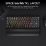 Corsair K70 CORE TKL WIRELESS, Avec fil &sans fil, USB + RF Wireless + Bluetooth, Clavier mécanique, QWERTY, LED RGB, Noir