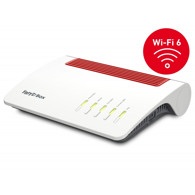 AVM Box 7590 AX, Wi-Fi 6 802.11ax, Bi-bande 2,4 GHz 5 GHz, EthernetLAN, ADSL2+, Blanc, Routeur
