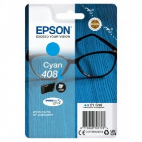 Epson Singlepack Cyan 408L DURABrite Ultra Ink, Rendement élevé , Encre à pigments, 21,6 ml, 1 pièce
