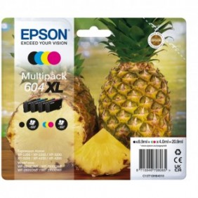 Epson 604XL, Rendement élevé , Noir, Cyan, Magenta, Jaune, 8,9 ml, 4 ml, 4 pièce, Multi pack