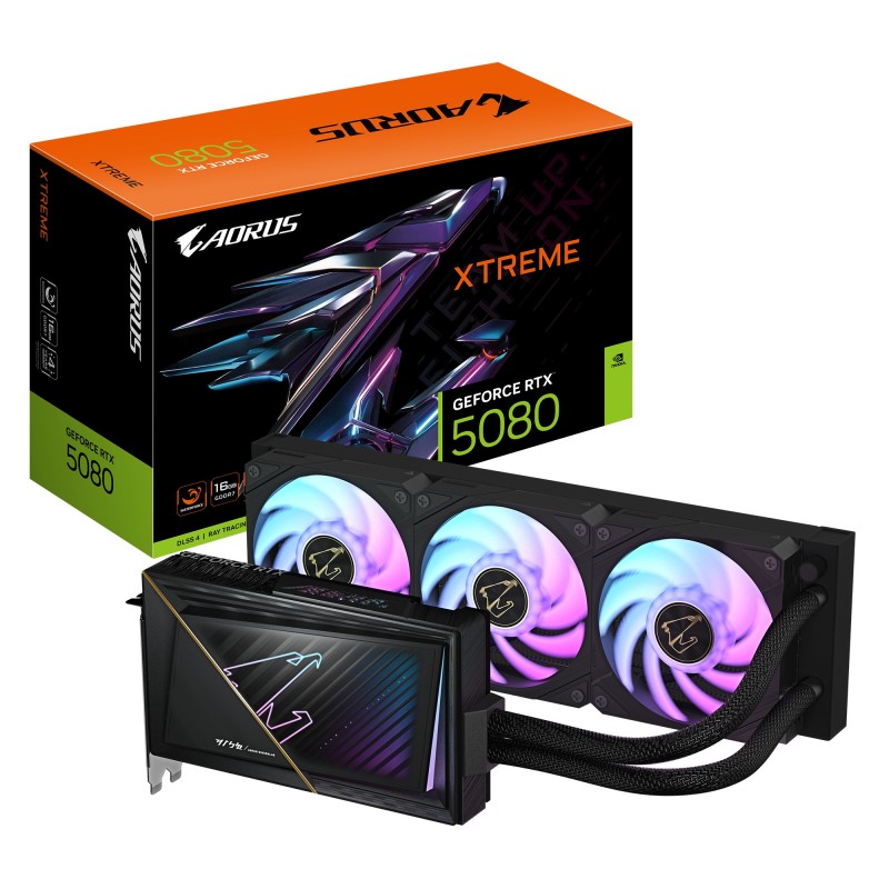 Gigabyte AORUS GeForce RTX 5080 XTREME WATERFORCE 16G Carte Graphique - 16 Go GDDR7, 256 bits, PCI-E 5.0, 2805MHz Core Clock, 3 x DP 2.1a, 1 x HDMI 2.1b, NVIDIA DLSS 4, GV-N5080AORUSX W-16GD, GeForce RTX 5080, 16 Go, GDDR7, 256 bit, 7680 x 4320 pixels