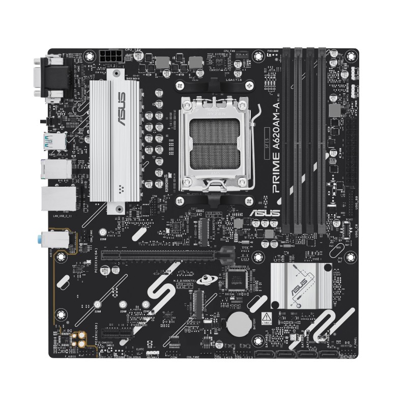 ASUS PRIME A620AM-A-CSM, AMD, Emplacement AM5, AMD Ryzen 7000 Series, AMD Ryzen 8000 Series, AMD Ryzen 9000 Series, Emplacement AM5, DDR5-SDRAM, 256 Go