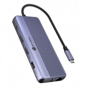 ICY BOX IB-DK4062-CPD, Avec fil, USB 3.2 Gen 1 3.1 Gen 1 Type-C, 100 W, 3,5 mm, 10,100,1000,2500 Mbits, Anthracite