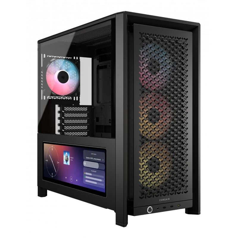 Corsair FRAME 4000D LCD RS ARGB, Midi Tower, PC, Noir, ATX, EATX, micro ATX, Mini-ITX, Plastique, Acier, Verre trempé, Gaming