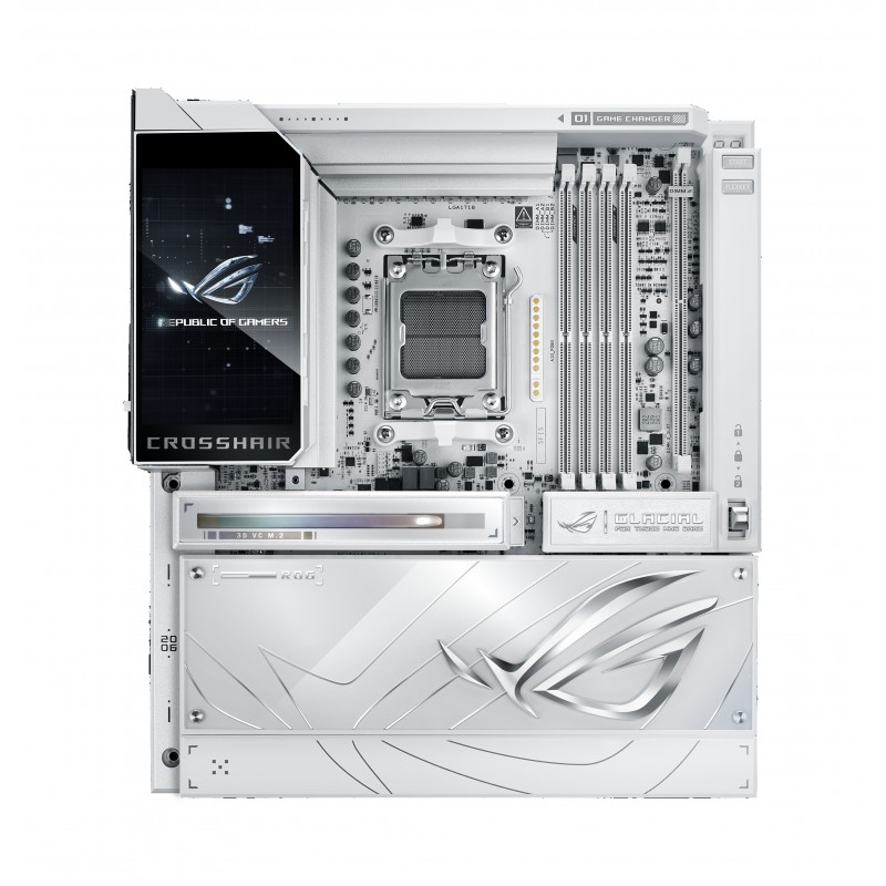 ASUS ROG CROSSHAIR X870E GLACIAL, AMD, Emplacement AM5, AMD Ryzen 7000 Series, AMD Ryzen 8000 Series, AMD Ryzen 9000 Series, Emplacement AM5, DDR5-SDRAM, 256 Go