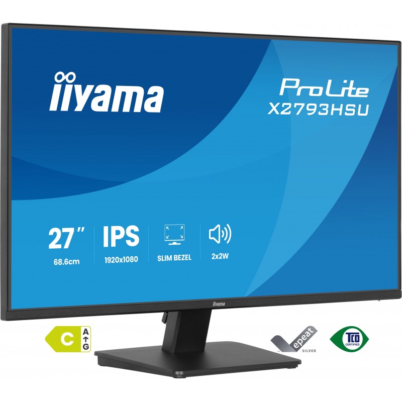 Iiyama ProLite X2793HSU-B1, 68,6 cm 27", 1920 x 1080 pixels, Full HD, LED, 1 ms, Noir