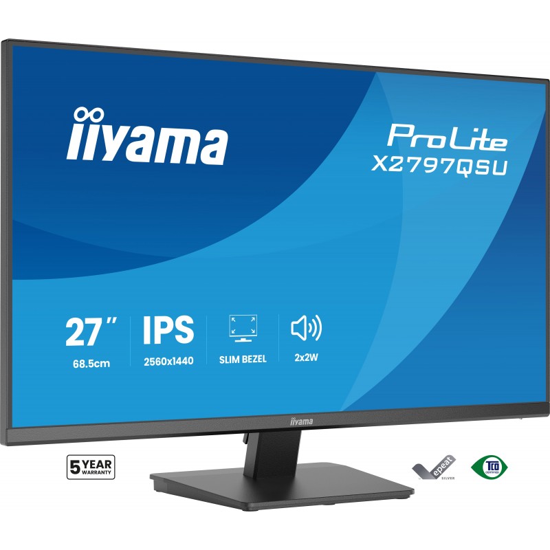 Iiyama ProLite X2797QSU-B1, 68,6 cm 27", 2560 x 1440 pixels, Quad HD, LED, 1 ms, Noir