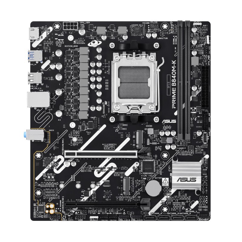 ASUS PRIME B840M-K, AMD, Emplacement AM5, AMD Ryzen 7000 Series, AMD Ryzen 8000 Series, AMD Ryzen 9000 Series, Emplacement AM5, DDR5-SDRAM, 128 Go