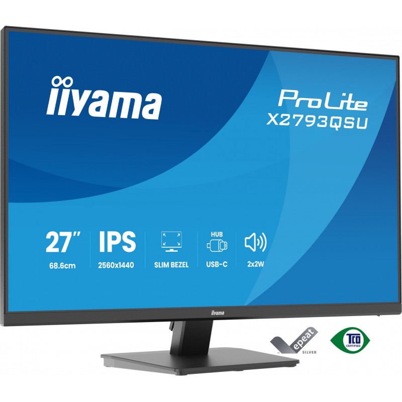 Iiyama ProLite X2793QSU-B1, 68,6 cm 27", 2560 x 1440 pixels, Quad HD, LED, 1 ms, Noir