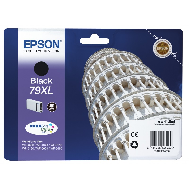 Epson Tower of Pisa Encre Noire "Tour de Pise" XL 2 600 p, Rendement élevé , Noir, Encre à pigments, 1 pièce