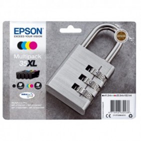 Epson Padlock Multipack 4-colours 35XL DURABrite Ultra Ink, Rendement élevé , Noir, Cyan, Magenta, Jaune, Encre à pigments, 41,2 ml, 20,3 ml, 1 pièce