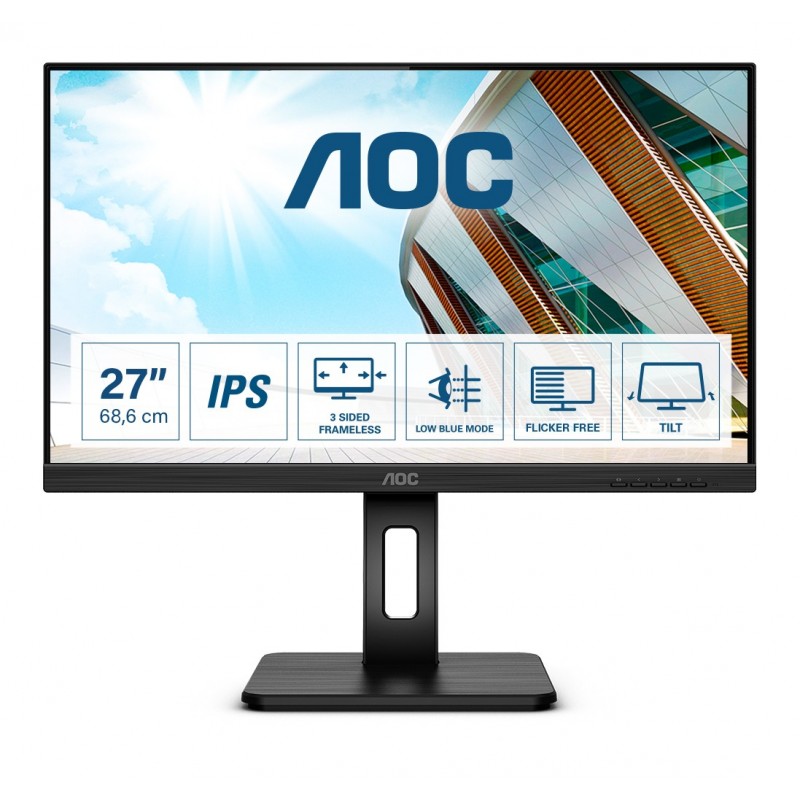 AOC P2 27P2Q, 68,6 cm 27", 1920 x 1080 pixels, Full HD, LED, 4 ms, Noir