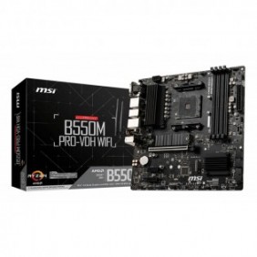 MSI B550M PRO-VDH WIFI, AMD, Emplacement AM4, AMD Ryzen 3000 Series, Emplacement AM4, DDR4-SDRAM, 128 Go
