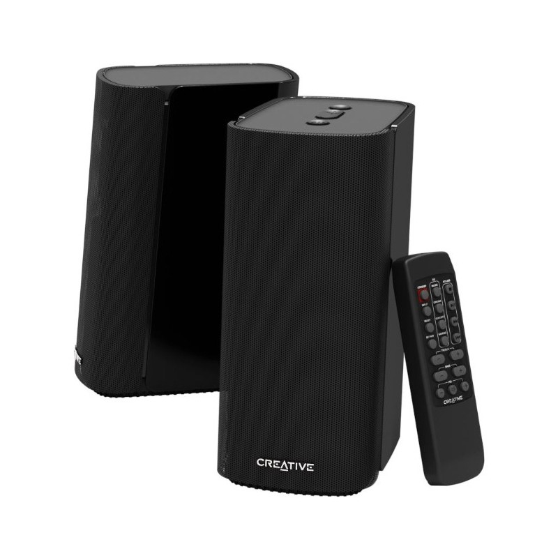 Creative Labs T100, Plage complète, 2.0 canaux, Avec fil &sans fil, 20 W, 50 - 20000 Hz, Noir