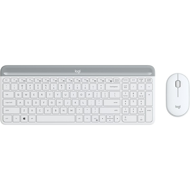 Logitech 920-009189, Taille réelle 100 %, Sans fil, RF sans fil, QWERTZ, Blanc, Souris incluse