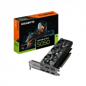 Gigabyte GeForce RTX 5050 OC Low Profile 8G Carte Graphique - 8GB GDDR6, 128bit, PCI-E 5.0, 2587MHz Fréquence du cœur, 2 x DP, 2 x HDMI, NVIDIA DLSS 4, GV-N5050OC-8GL, GeForce RTX 5050, 8 Go, GDDR6, 128 bit, 7680 x 4320 pixels, PCI Express 5.0