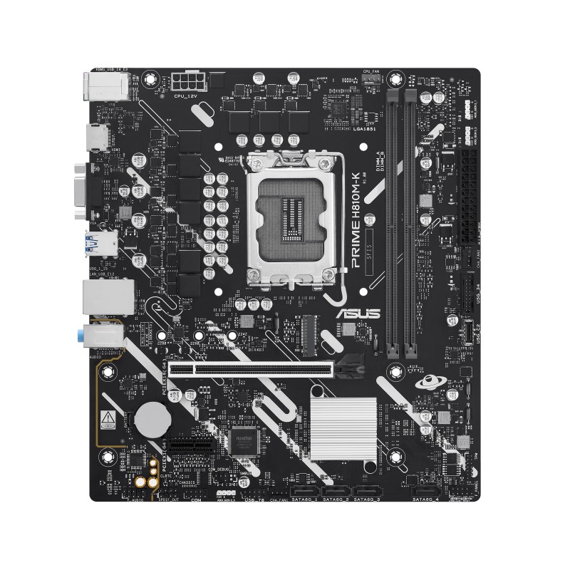 ASUS PRIME H810M-K, Intel, LGA 1851 Socket V1, Intel Core Ultra Series 2, LGA 1851, DDR5-SDRAM, 128 Go