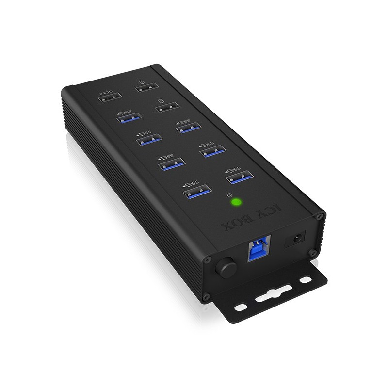 ICY BOX IB-HUB1703-QC3, USB 3.2 Gen 1 3.1 Gen 1 Type-B, USB 3.2 Gen 1 3.1 Gen 1 Type-A, 5000 Mbits, Noir, Aluminium, 0,71 m