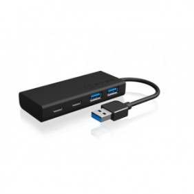 ICY BOX IB-HUB1426-U3, USB 3.2 Gen 1 3.1 Gen 1 Type-A, USB 3.2 Gen 1 3.1 Gen 1 Type-A, USB 3.2 Gen 1 3.1 Gen 1 Type-C, 5000 Mbits, Noir, Aluminium, Plastique, 0,1 m