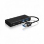 ICY BOX IB-HUB1426-U3, USB 3.2 Gen 1 3.1 Gen 1 Type-A, USB 3.2 Gen 1 3.1 Gen 1 Type-A, USB 3.2 Gen 1 3.1 Gen 1 Type-C, 5000 Mbits, Noir, Aluminium, Plastique, 0,1 m