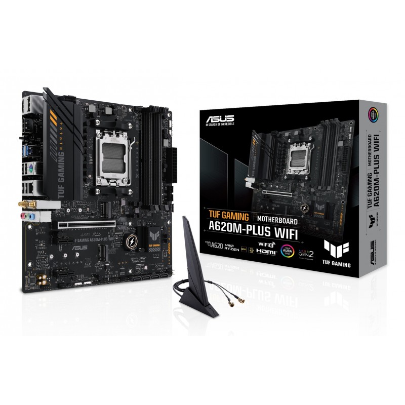ASUS TUF GAMING A620M-PLUS WIFI, AMD, Emplacement AM5, AMD Ryzen 7000 Series, DDR5-SDRAM, 128 Go, Double canal