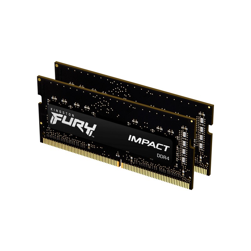Kingston FURY 32GB 3200MTs DDR4 CL20 SODIMM Kit of 2 Impact, 32 Go, 2 x 16 Go, DDR4, 260-pin SO-DIMM