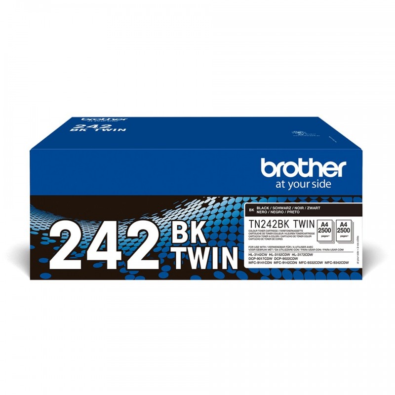 Brother TN242BKTWIN Pack de deux cartouches de toner originales – Noir, 2500 pages, Noir, 2 pièce