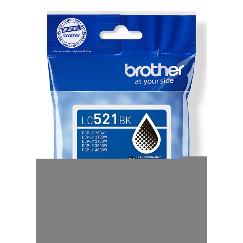 Brother LC521BK Cartouche d'encre originale - Noir, Noir, 1 pièce, 500 pages, Paquet unique