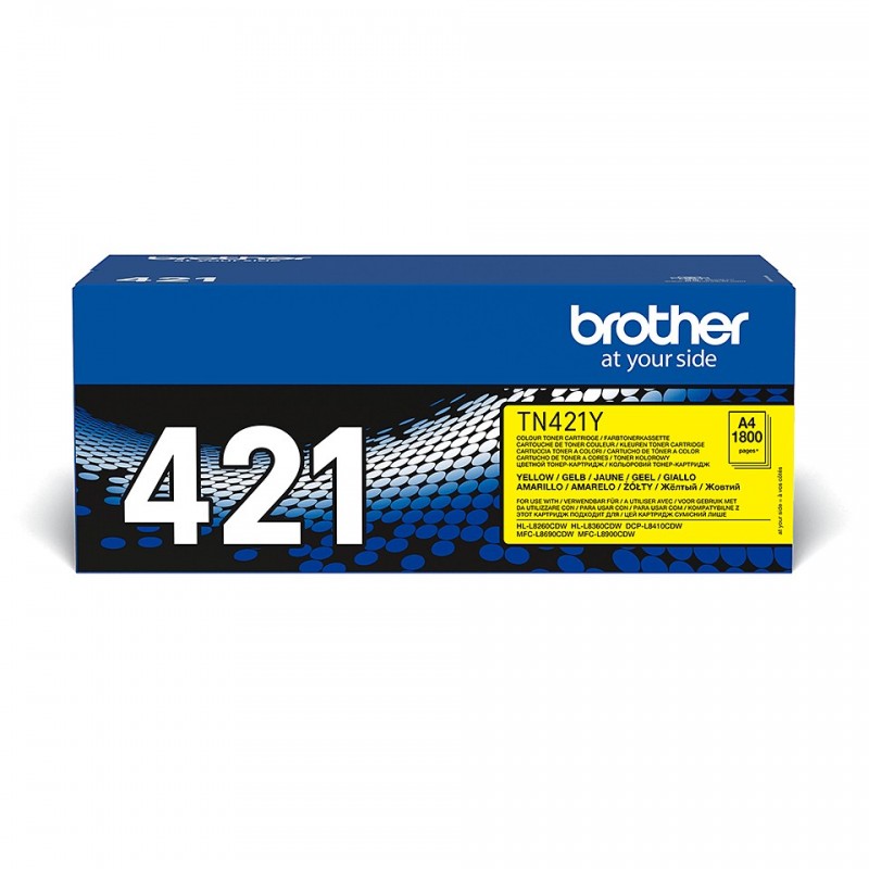 Brother TN-421Y - Cartouche de toner originale – Jaune, 1800 pages, Jaune, 1 pièce