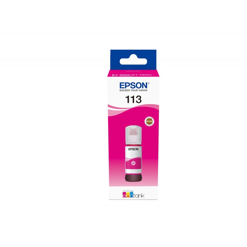 Epson 113 EcoTank Pigment Magenta ink bottle, Original, Magenta, Epson, Ecotank ET-5880, EcoTank ET-5850, EcoTank ET-5800, EcoTank ET-16650, EcoTank ET-16600, 6000 pages, 70 ml