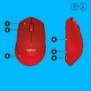 Logitech M330 SILENT PLUS, Droitier, Mécanique, RF sans fil, 1000 DPI, Rouge