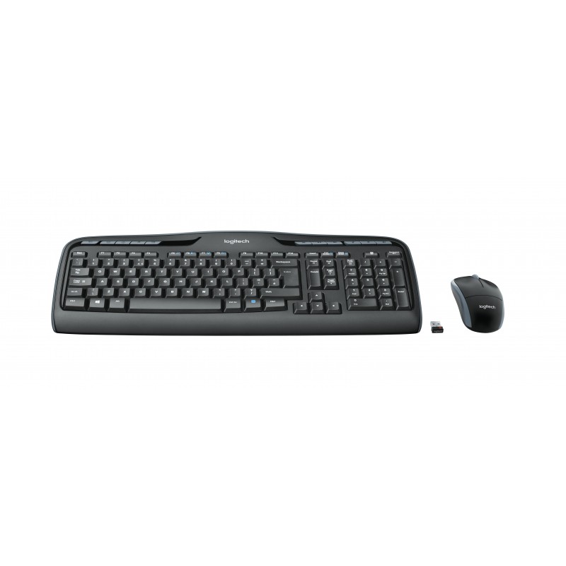 Logitech Wireless Combo MK330, Taille réelle 100 %, Sans fil, USB, QWERTZ, Noir, Souris incluse