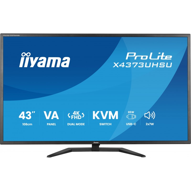 Iiyama ProLite X4373UHSU-B2, 108 cm 42.5", 3840 x 2160 pixels, 4K Ultra HD, LED, 3 ms, Noir
