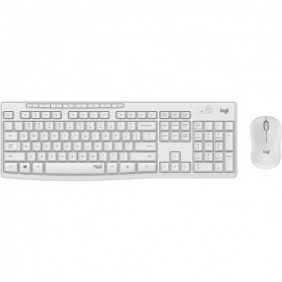Logitech MK295 Silent, Taille réelle 100 %, Avec fil, RF sans fil, QWERTZ, Blanc, Souris incluse