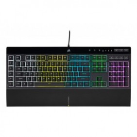 Corsair K55 RGB PRO, Taille réelle 100 %, Avec fil, USB, AZERTY, LED RGB, Noir